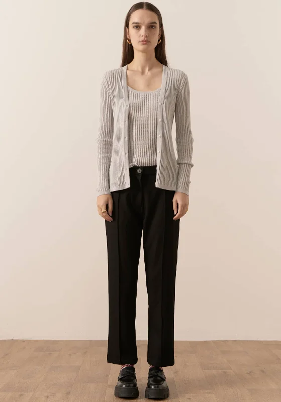 POL Nucleus Pointelle Cardigan -Cloud