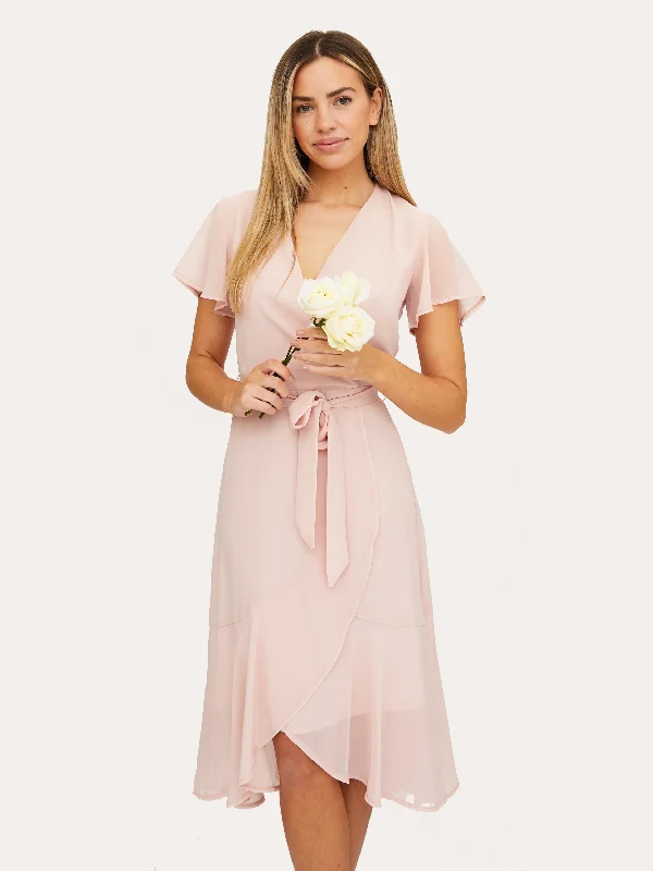 Faith Midi Ruffle Dress / Blush