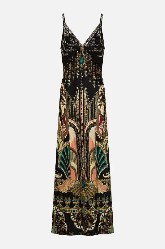 V NECK FULL LENGTH BIAS SLIP DRESS THEY CALLED HER NEFERTARI