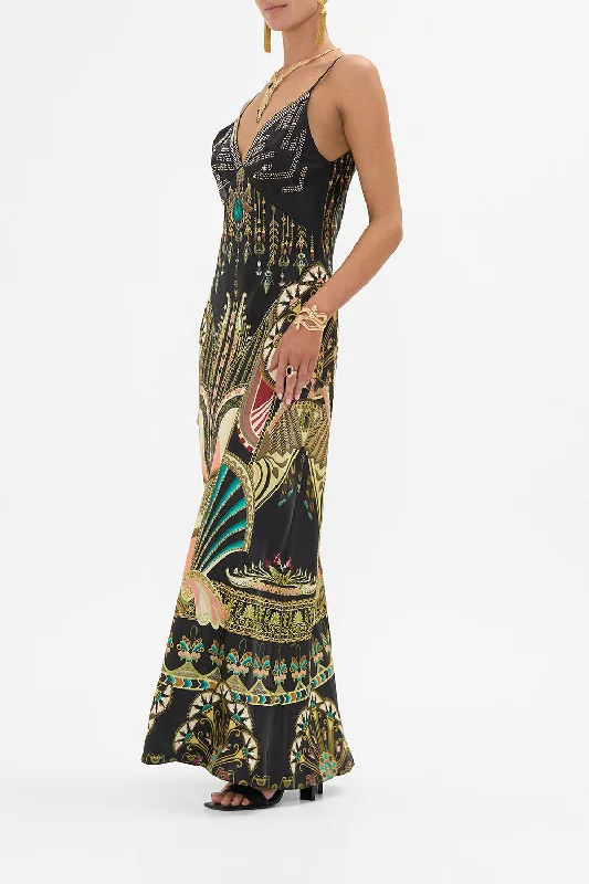 V NECK FULL LENGTH BIAS SLIP DRESS THEY CALLED HER NEFERTARI