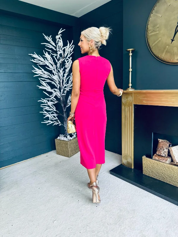 Maire Occasion Midi Dress Fuchsia