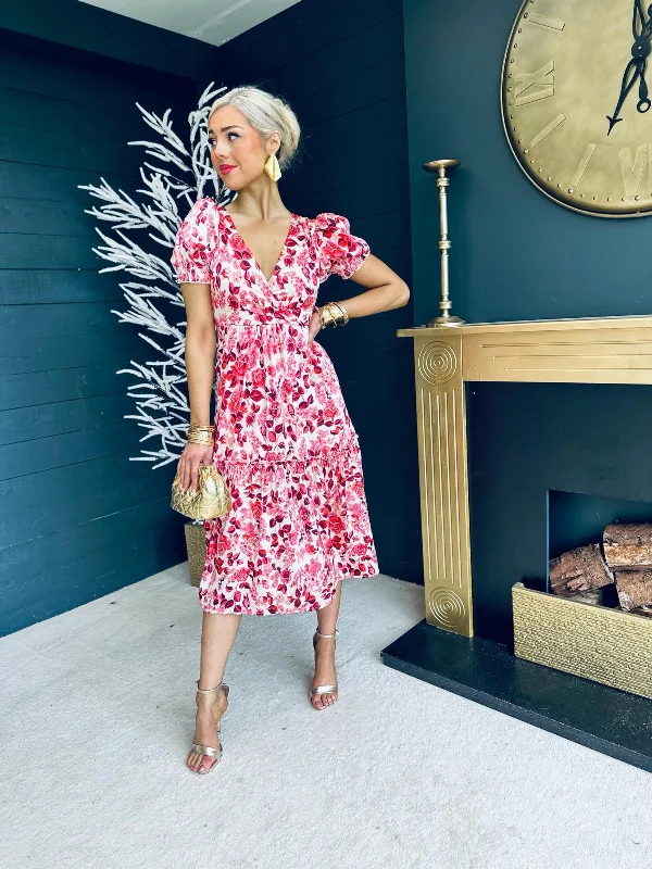 Maya Tierred Midi Dress Floral