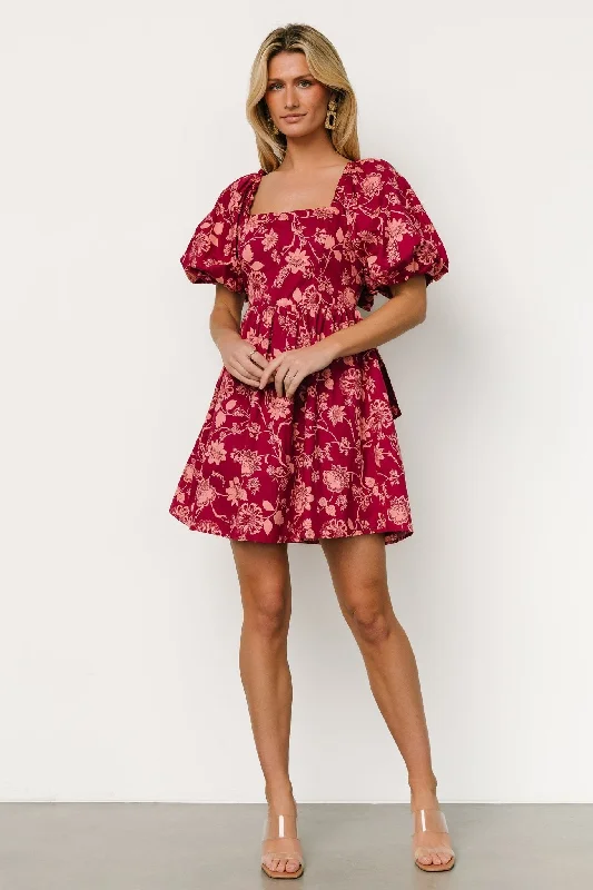 Milana Mini Dress | Wine Print