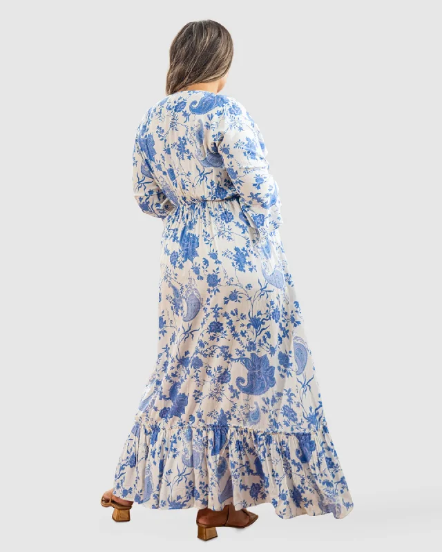 Nicole Tie Front Maxi Dress in Paisley