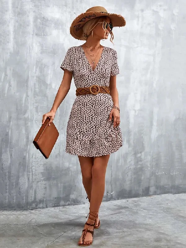 Summer Short Boho V Neck Floral Bohemian Flower Mini Midi Dresses