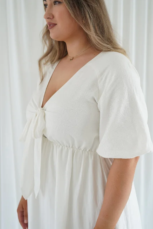 Tara Maxi Dress in Ivory Linen