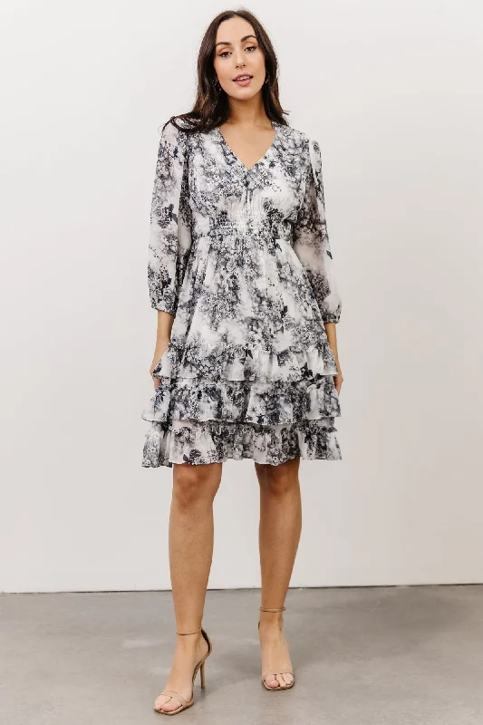 Tylene Ruffle Mini Dress | Dark Slate Floral