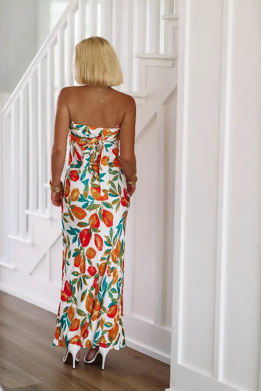 In the Grove Maxi Dress - White, Orange and Green