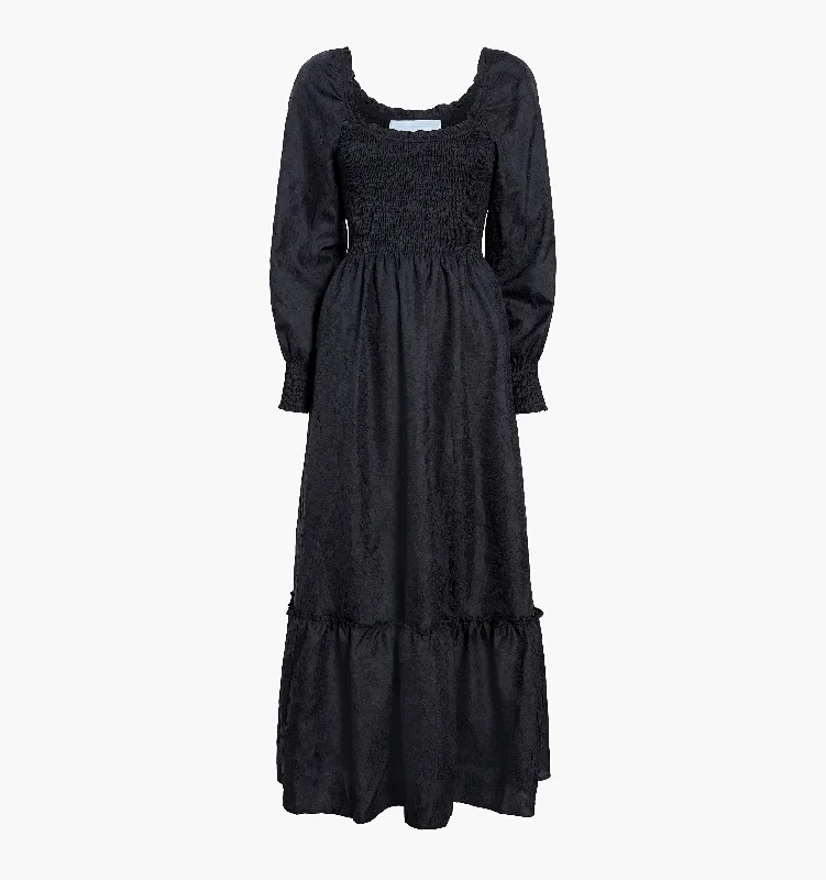 The Emily Nap Dress - Black Crushed Taffeta