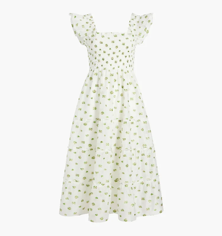 The Organza Ellie Nap Dress - Olive/Coral Floral Jacquard