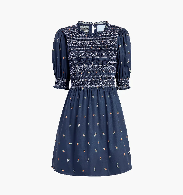 The Vivi Nap Dress - Petite Fleur in Navy Cotton Sateen