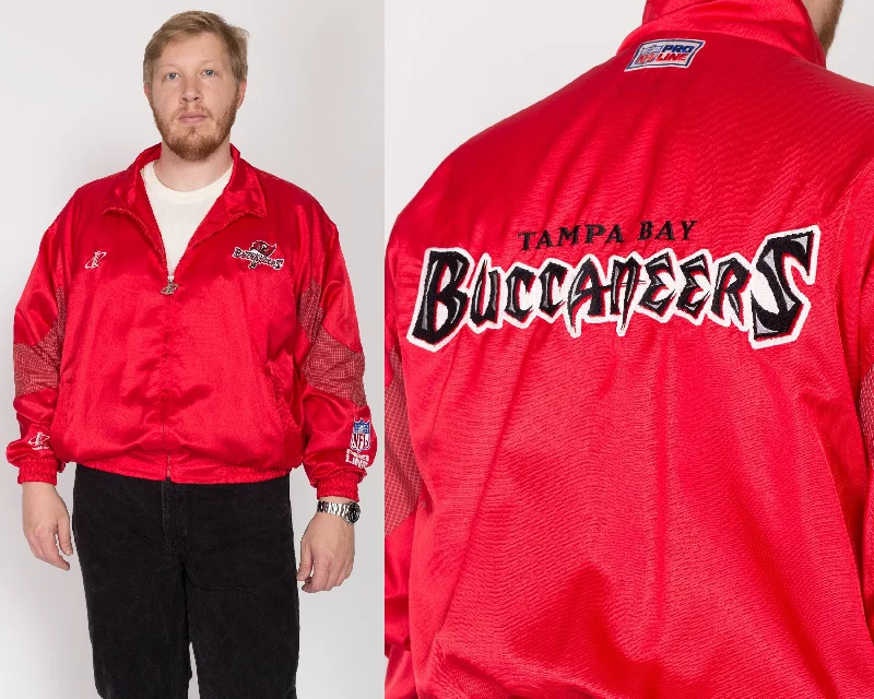 2X 90s Tampa Bay Buccaneers NFL Pro Line Red Satin Jacket