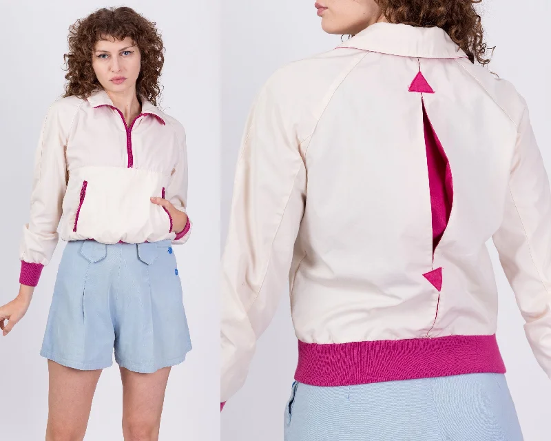 80s Color Block Cropped Windbreaker - Small