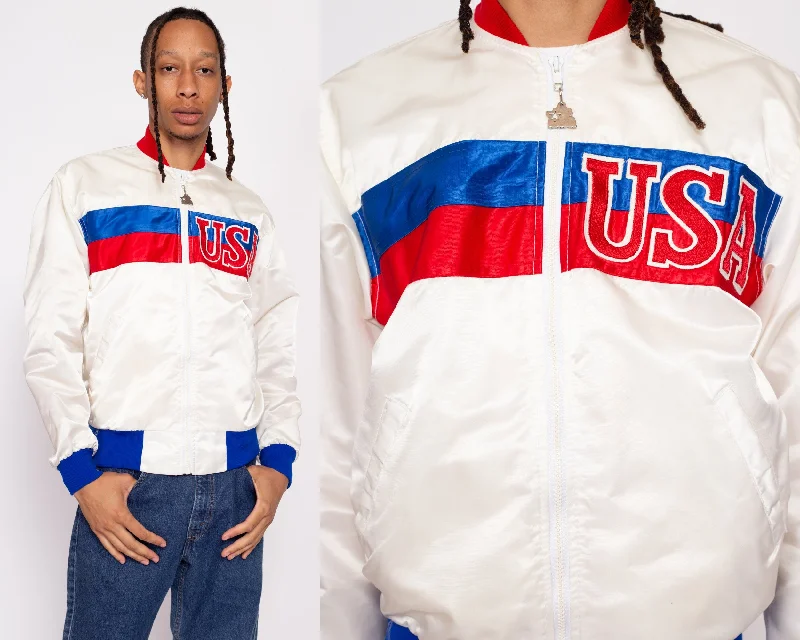 80s USA Satin Starter Jacket - Men's Medium, Women's Large