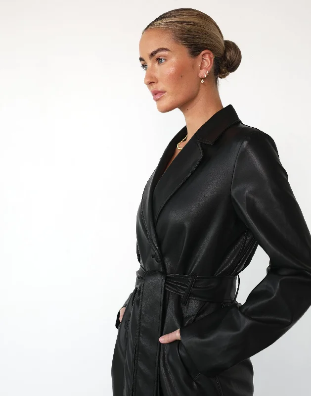 Blaze Trench Coat (Black PU)