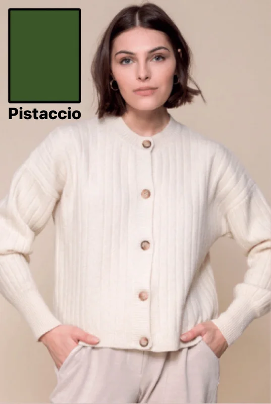 Buttoned Cardigan in Lemacao in Pistaccio 43C-02978-PBA by Maison Anje