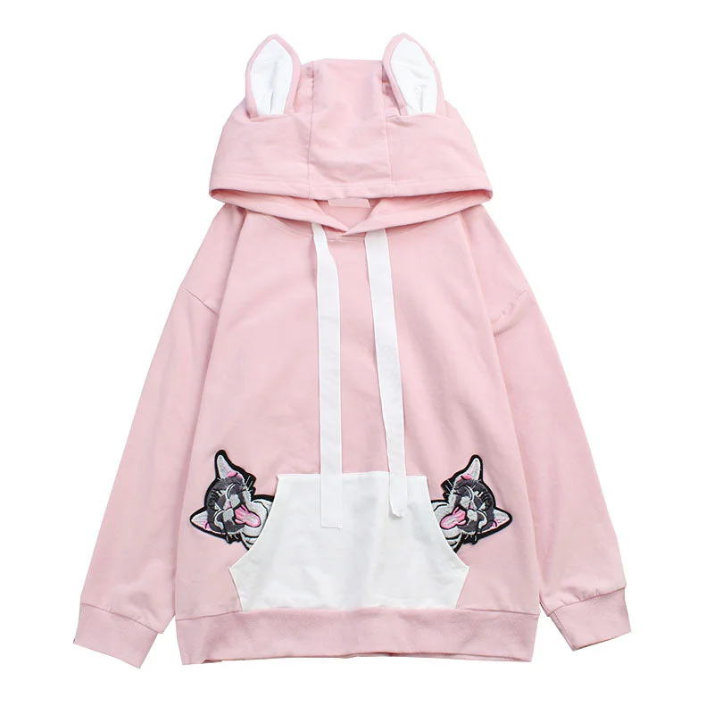 Cat embroidered hoodie YV5614