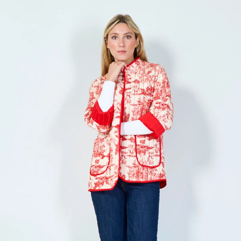 Classic scenic print quilted jacket wholesale