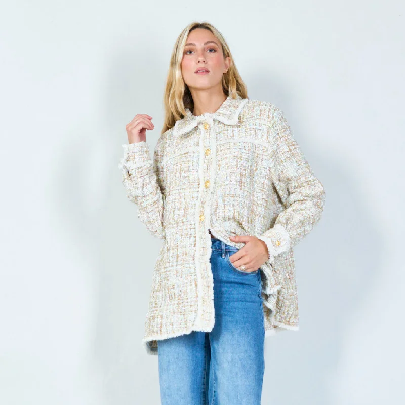 Classic tweed button-up jacket wholesale