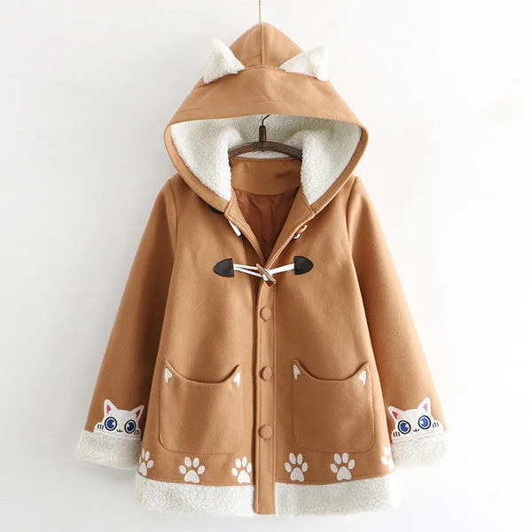 Cute cat woolen coat yv42661