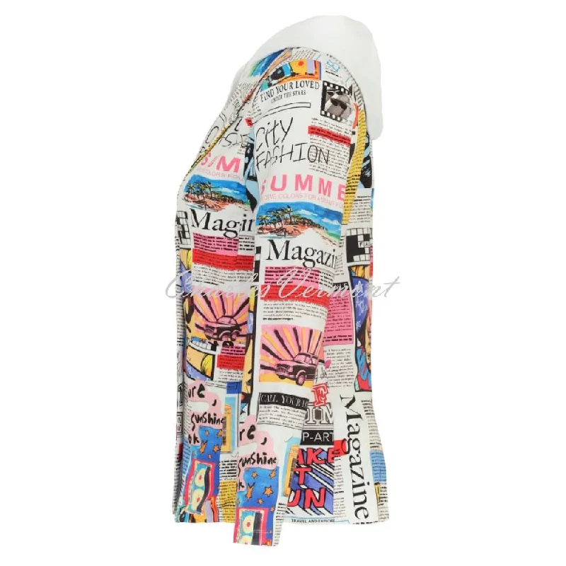 Dolcezza Newspaper Print Hooded Blazer Jacket - Style 24157