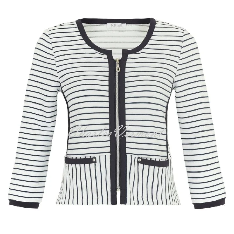 Dolcezza 'Ocean Breeze' Striped Collarless Jacket - Style 24106