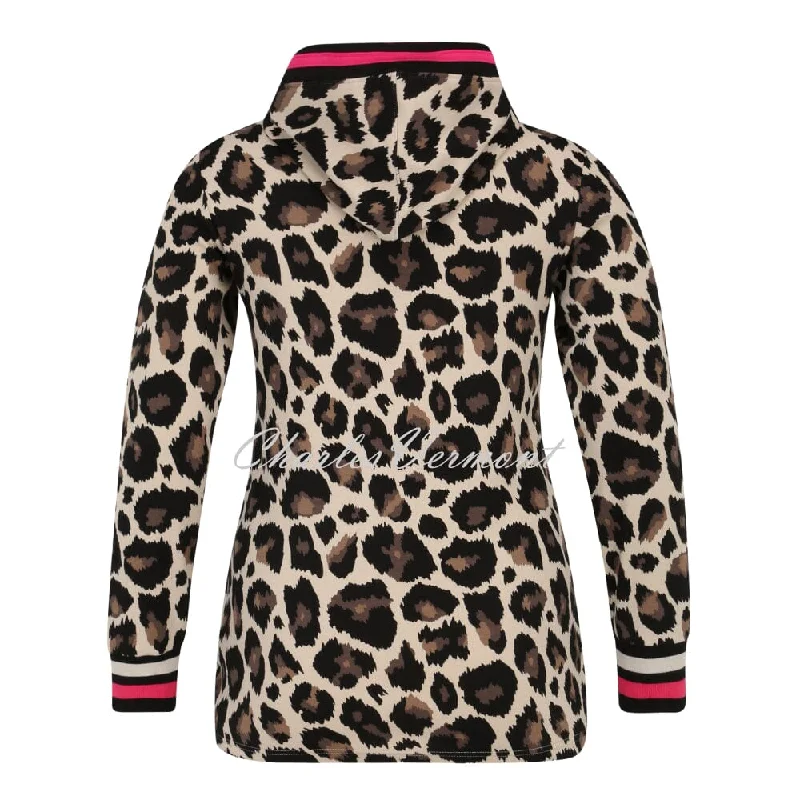 Doris Streich Leopard Print Hooded Zip Jacket - Style 164137-80