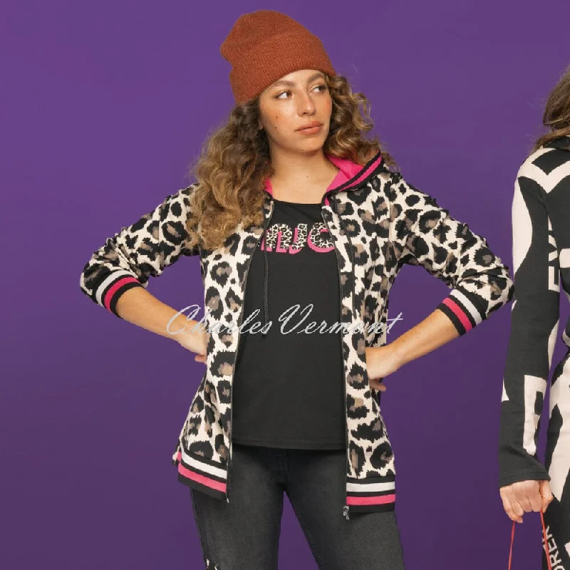 Doris Streich Leopard Print Hooded Zip Jacket - Style 164137-80