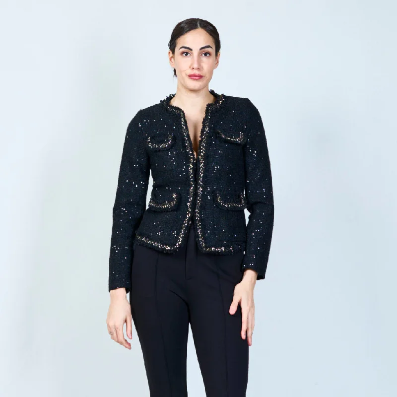 Elegant tweed-style jacket with sequin details wholesale