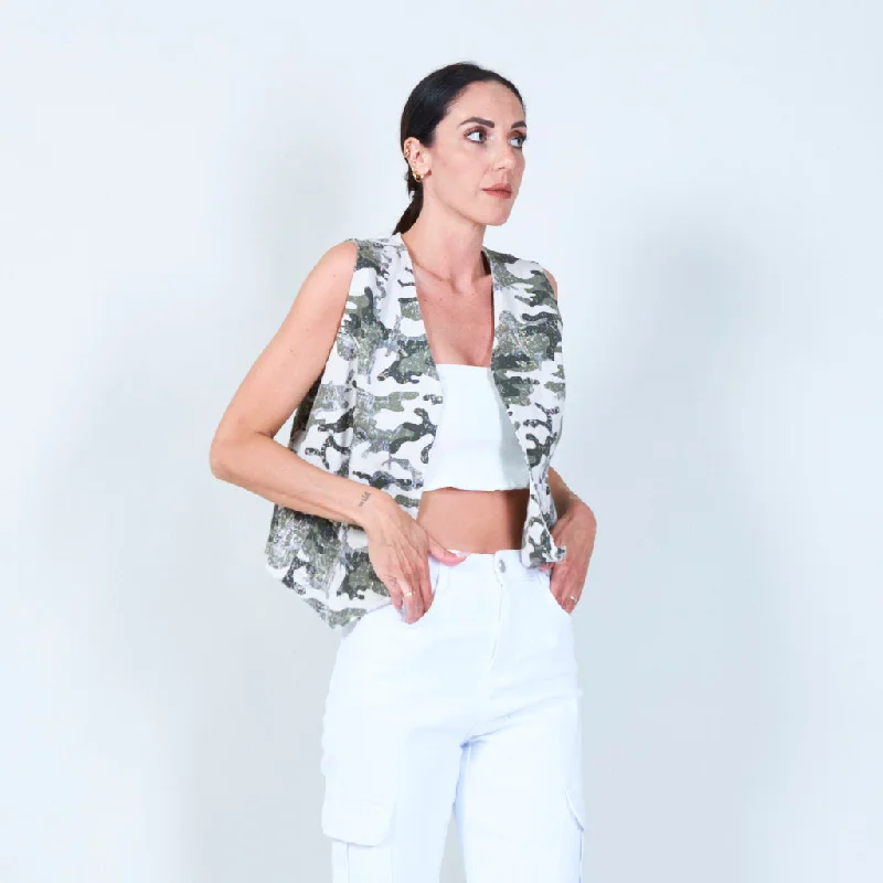 Fashionable sleeveless camouflage print vest wholesale