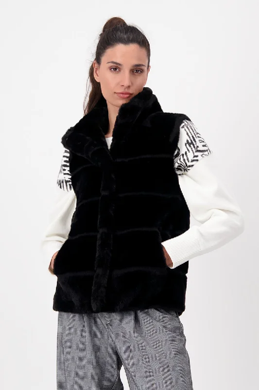 Faux Fur Gilet in Black 806941MNR by Monari