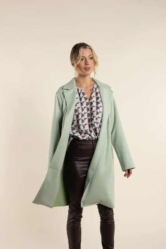 Faux Suede Coat in Moss 2751 by Two-T's