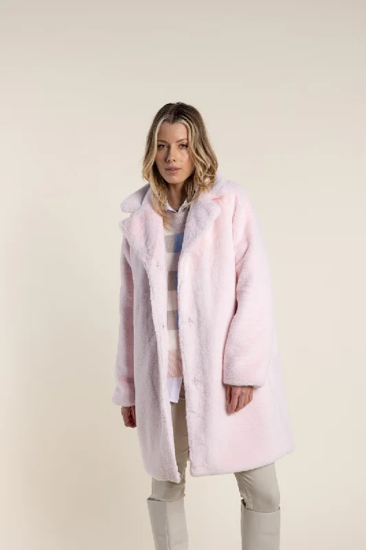 Fur Coat With Collar in Pale Pink 2781 by Two-T's