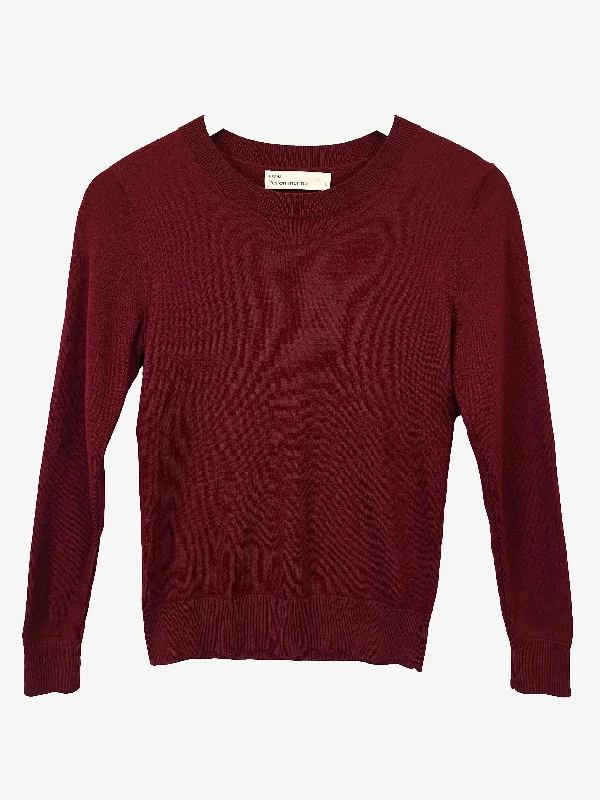 Grana Claret Crew Neck Fine Knit Jumper Size S