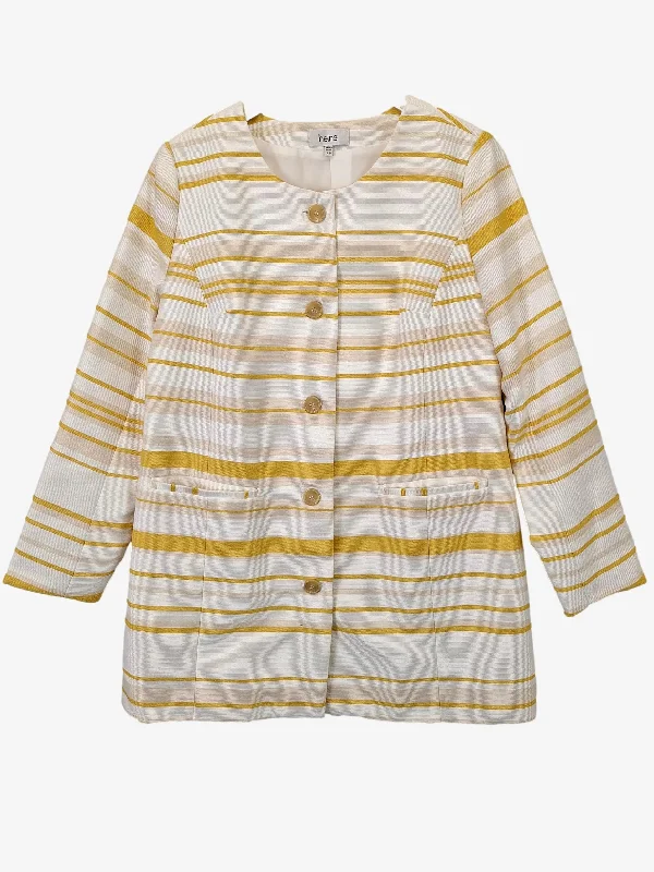 Heine Limoncello Stripe Longline Coat Size 12