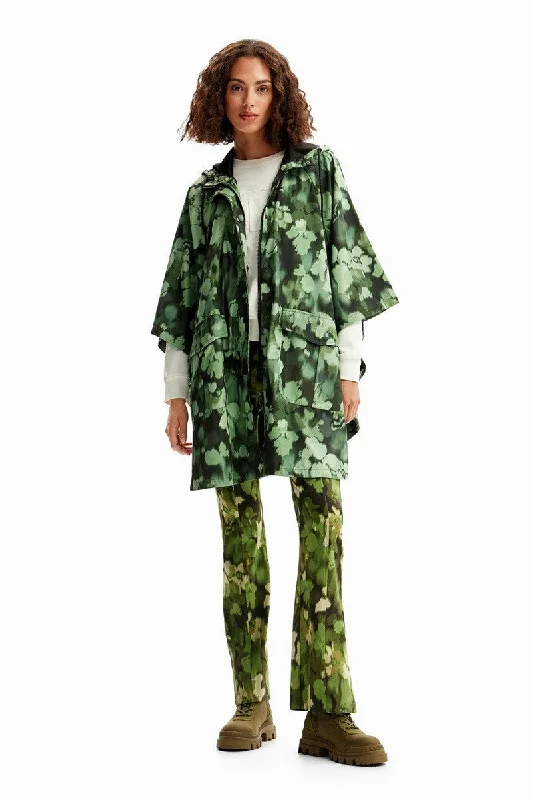 Hooded Camo Raincoat in Verde Militar P23WAIA29 by Desigual