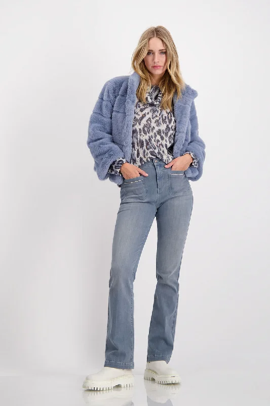 Jacket Fake Fur 807332MNR in Smokey Blue by Monari