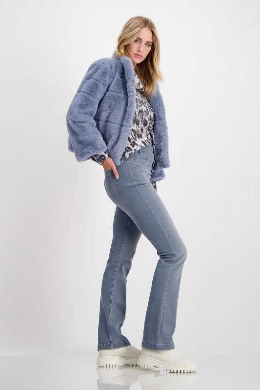 Jacket Fake Fur 807332MNR in Smokey Blue by Monari