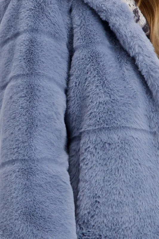 Jacket Fake Fur 807332MNR in Smokey Blue by Monari