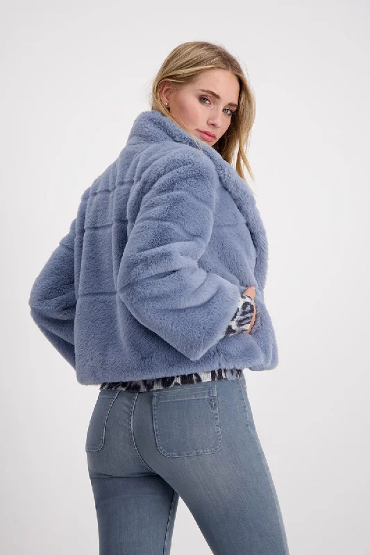 Jacket Fake Fur 807332MNR in Smokey Blue by Monari