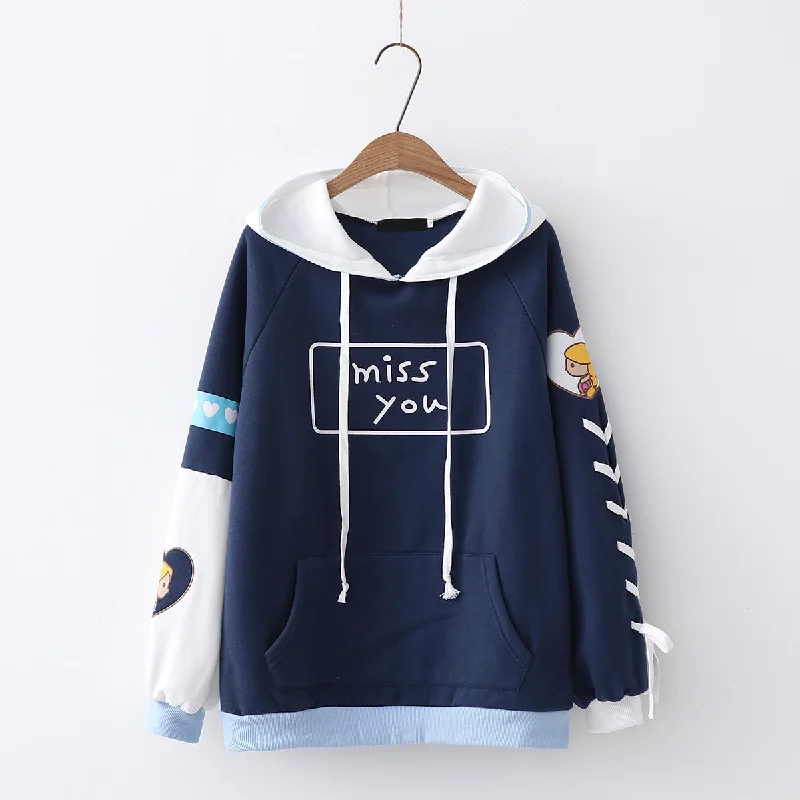 Japanese ""miss you"" hooded sweater yv40549