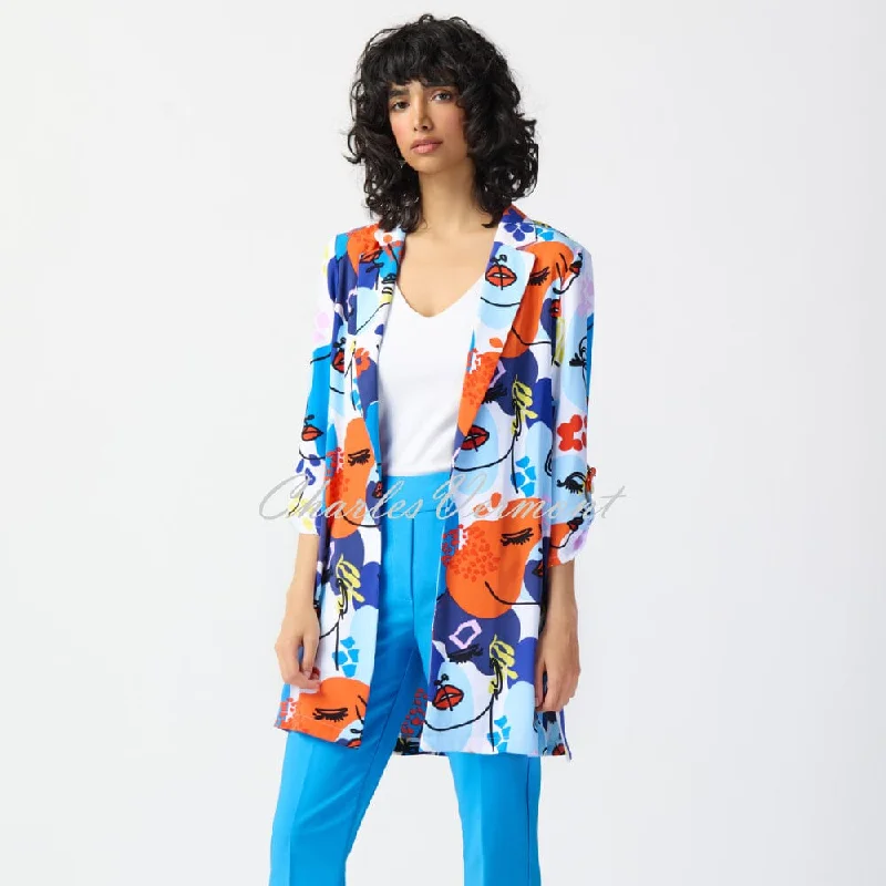 Joseph Ribkoff Face Print Longline Blazer Jacket - Style 241146