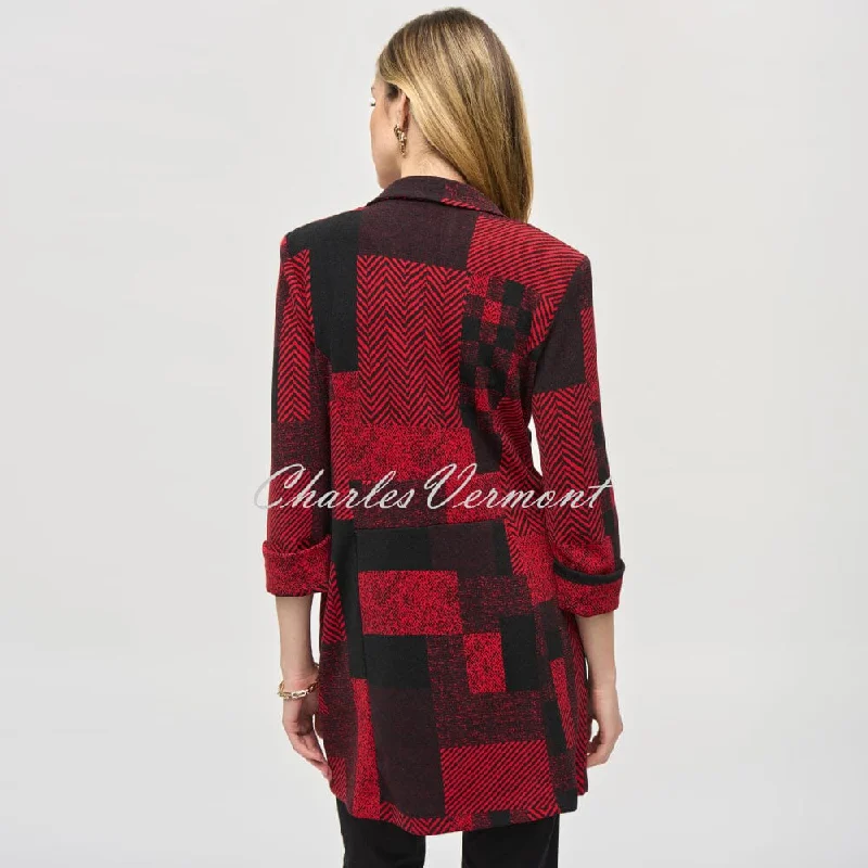 Joseph Ribkoff Knit Patchwork Print Longline Blazer Jacket - Style 243309