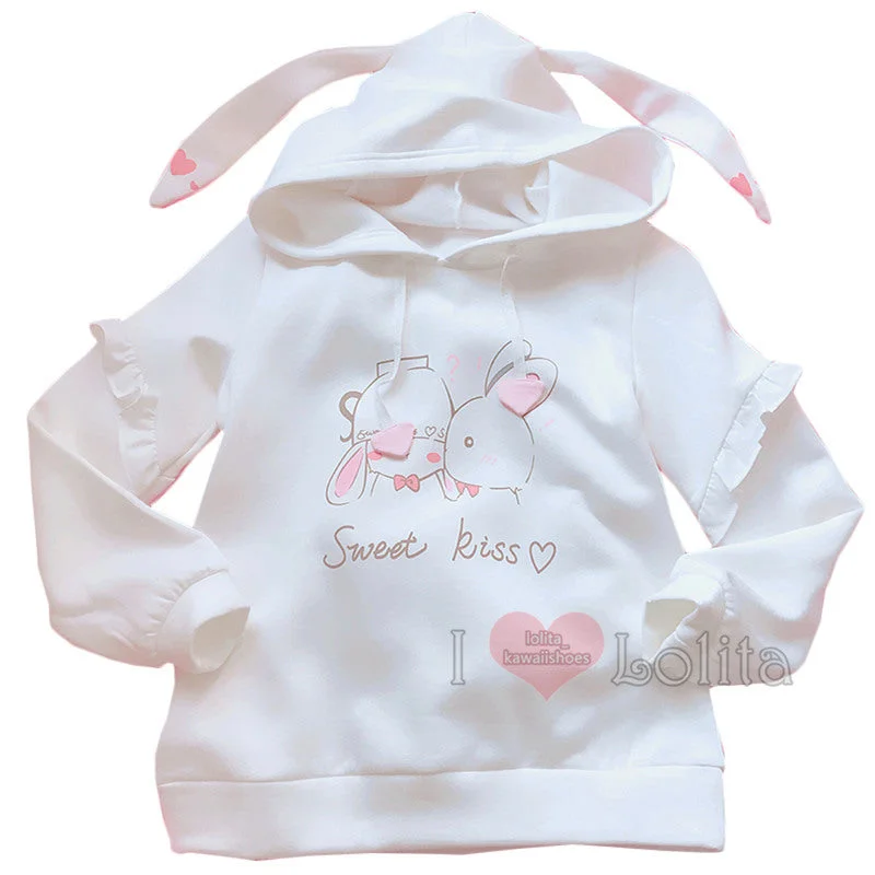 Kawaii Bunny Sweet Kiss With Long Ears Hoodie YV2376