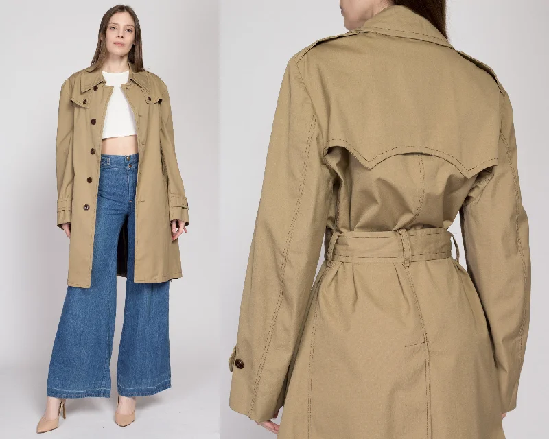 Large 70s 80s Tan Belted Trench Coat