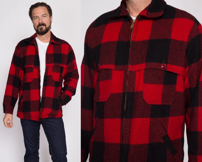 Large 70s Woolrich Buffalo Plaid Jacket Size 44