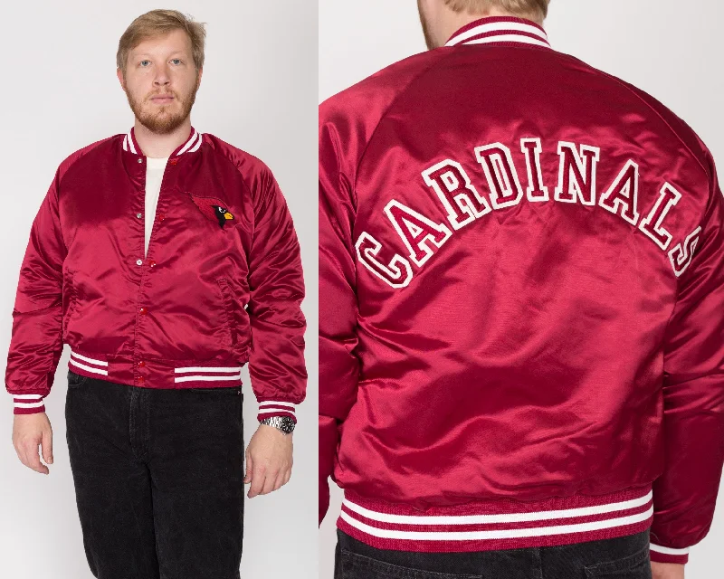 Large 80s Arizona Cardinals NFL Satin Bomber Jacket