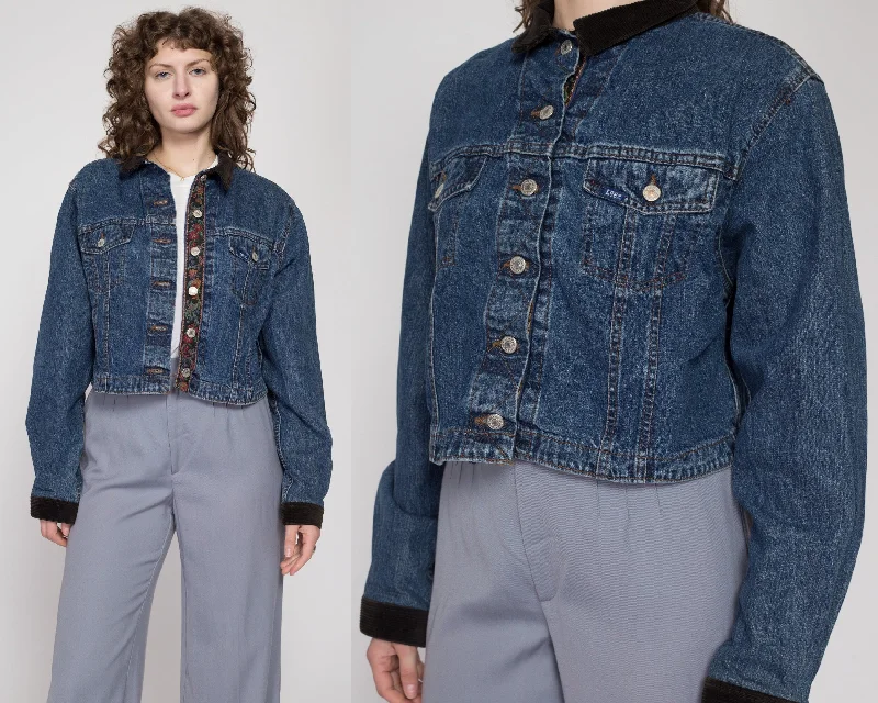 Large 80s Lee Cropped Jean Corduroy Collar Jacket