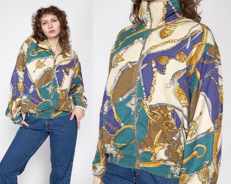 Large 80s Silk Baroque Chain Print Jacket