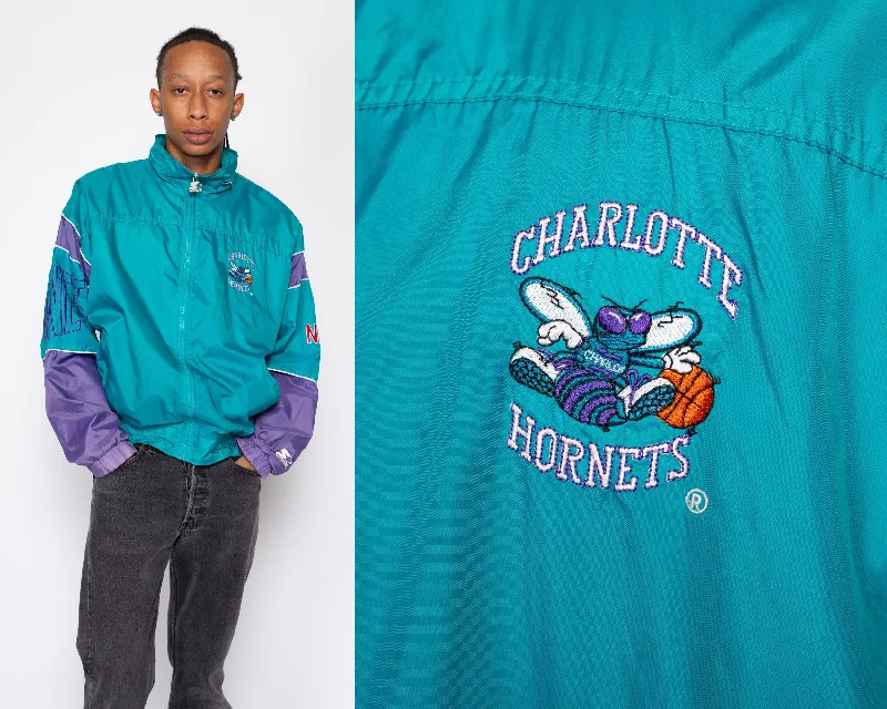 Large 90s Charlotte Hornets Starter Windbreaker